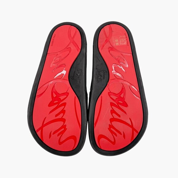 Christian Louboutin 'Navy Pool' Slide Sandals Size 37 US 7 Black Velvet Logo 35 - Picture 3 of 12